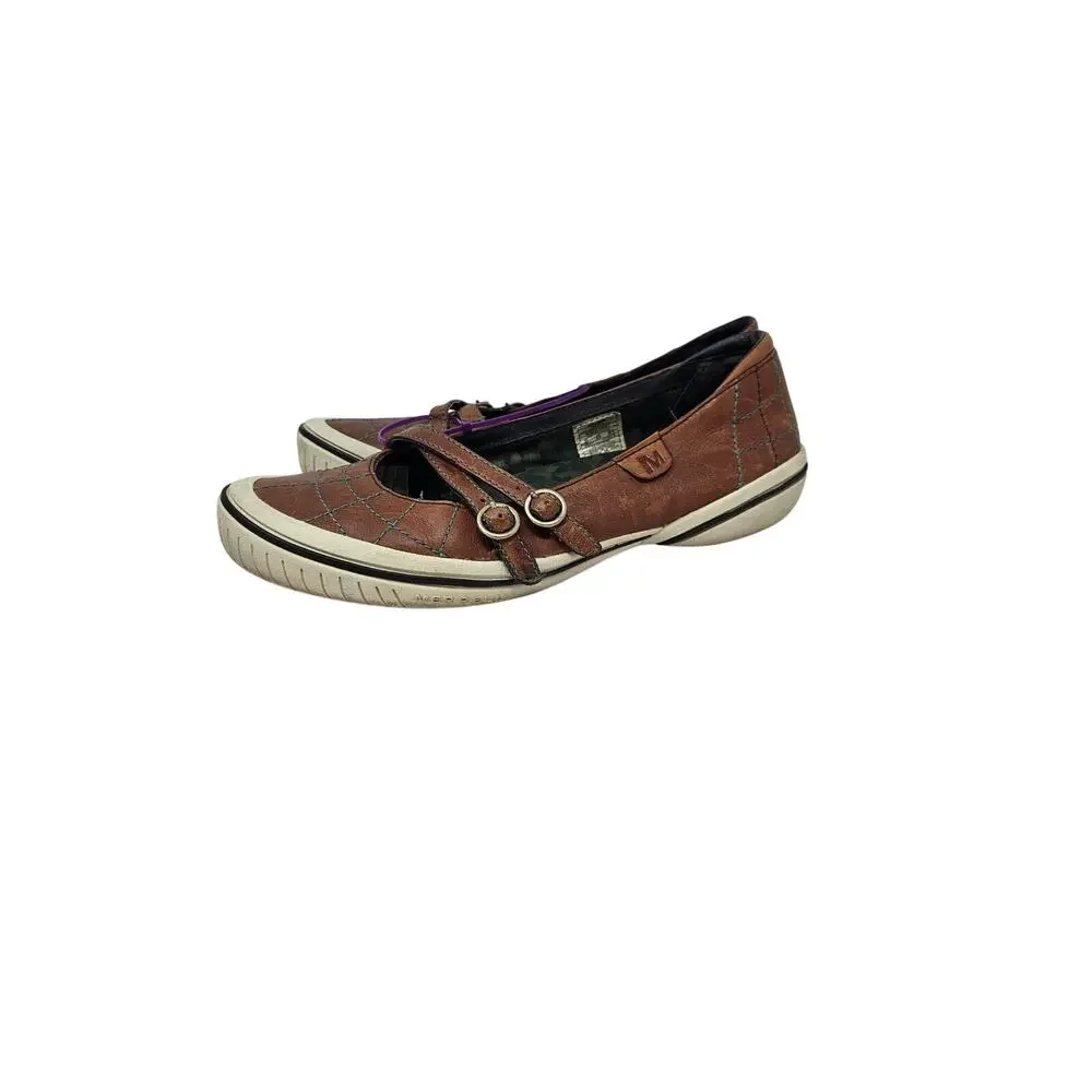 Merrell 8 Zodiac Ginger Brown Leather Sneaker Ballet Flat Comfort Casual Twee